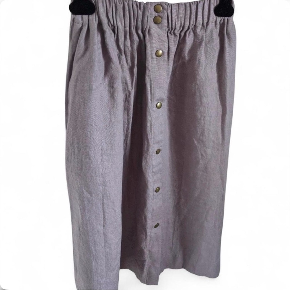 notPERFECTLINEN Lavender Button-Front Midi Skirt